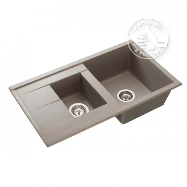 Мойка для кухни Акватон Делия 87 см серый шелк 1A716232DE250 (детальная фотография), врезные