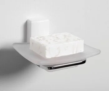 Мыльница WasserKRAFT Leine хром/белый K-5029W (детальная фотография), хром, комбинированные