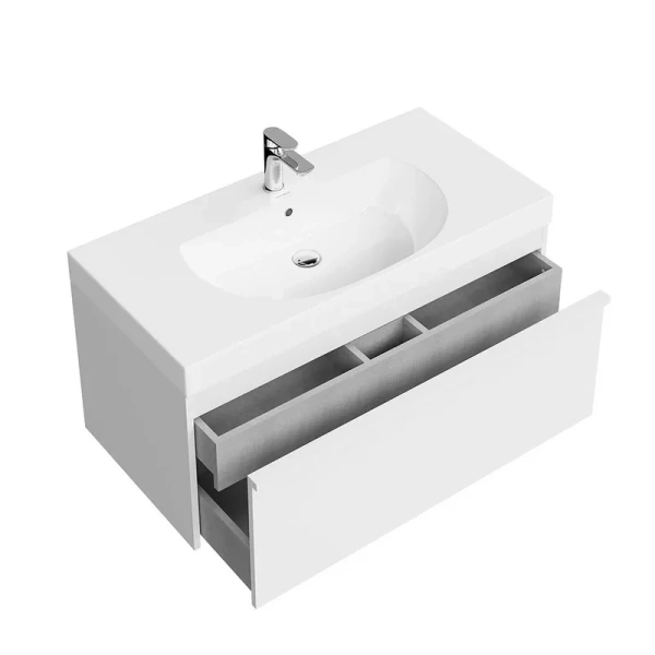 Тумба под раковину подвесная Kerama Marazzi Modula 100 см белая MOD.100.1+1\WHT (детальная фотография), белая