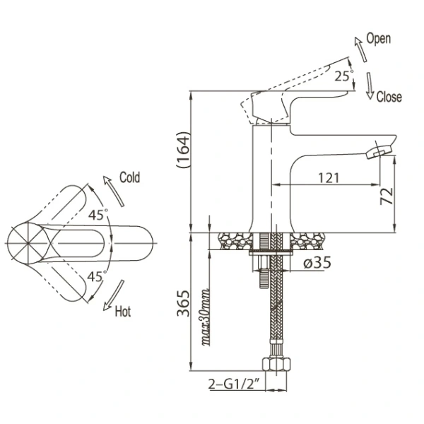 Схема (детальная фотография), для раковины