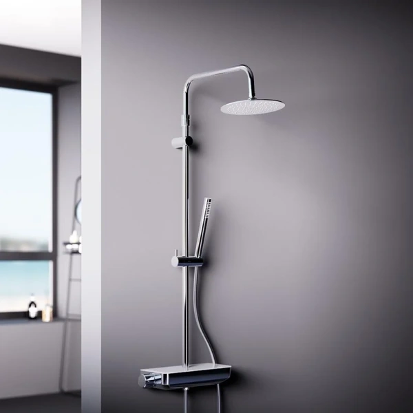 Душевая стойка Damixa Scandinavian Pure 936750 с термостатом (детальная фотография), хром, черные