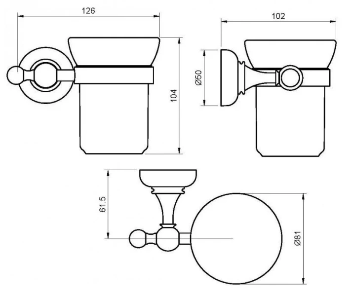 Стакан для ванной Cezares Aphrodite золото 24 карат, фурнитура металл APHRODITE-TUMS-03/24-M (детальная фотография), классические, ретро
