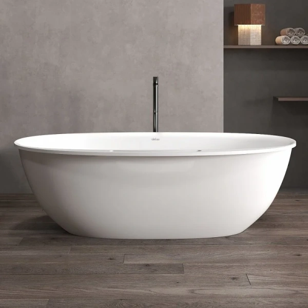 Ванна из искусственного камня Abber Stein 170x85 см белая матовая AS9631 (детальная фотография), современныe, hi-tech