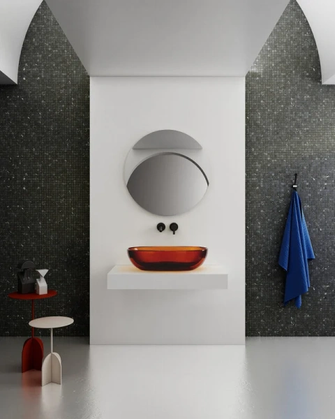 Раковина Abber Kristall AT2805 60 см накладная (детальная фотография), в форме чаши, круглой формы