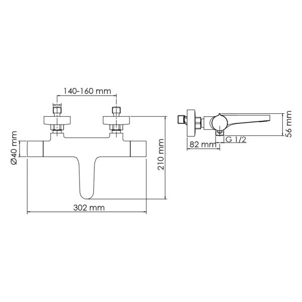 Смеситель для ванны WasserKRAFT Elbe черный матовый 7411 Thermo (детальная фотография), для ванны