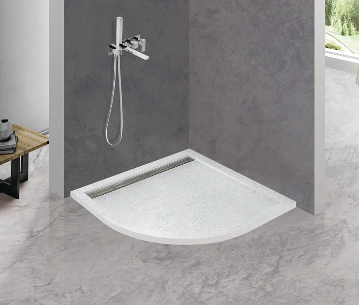 Душевой поддон Cezares Tray 90х90 см белый TRAY-AS-R-90-30-W (детальная фотография), полукруглые, четверть круга