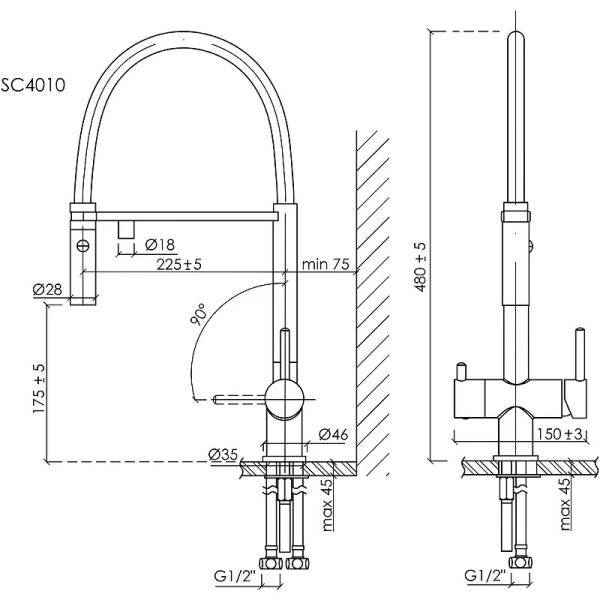 Смеситель для питьевой воды Sancos Imola вороненая сталь/черный SC4010GG (детальная фотография), для кухни, для питьевой воды с фильтром