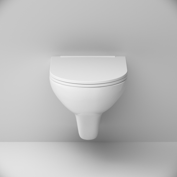 Унитаз подвесной Am.Pm Gem с сиденьем микролифт C901700SC (детальная фотография), безободковые, сиденье с микролифтом , с антивсплеском