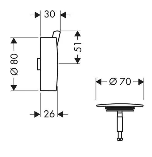 Внешняя часть слива и перелива Hansgrohe Flexaplus S хром 58186000 (детальная фотография), нет в наличии