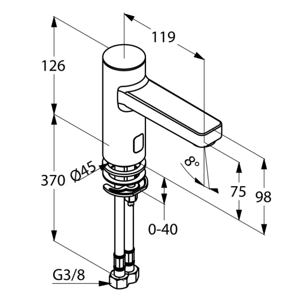 Смеситель для раковины Kludi Zenta сенсорный 3820205 (детальная фотография), современные, hi-tech