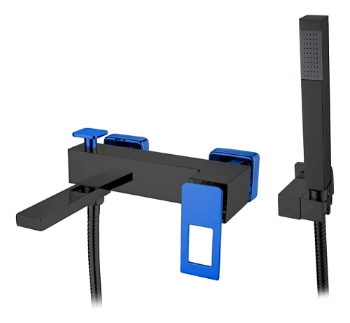 Смеситель для ванны Boheme Q черный/синий - фото 4