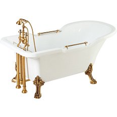 Ванна из искусственного камня Migliore Impero 180х87 см фурнитура бронза