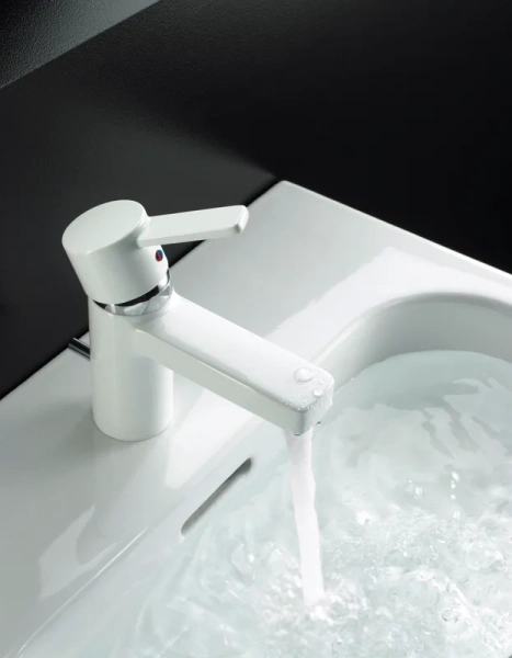 Смеситель для раковины Kludi Zenta белый 382609175 (детальная фотография), современные, hi-tech