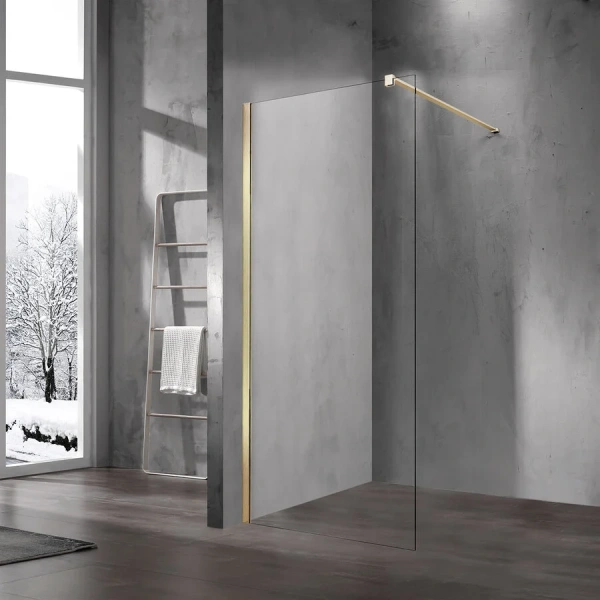 Душевая перегородка Vincea Walk-In 60 см профиль матовый золотой VSW-1H600CLG (детальная фотография)