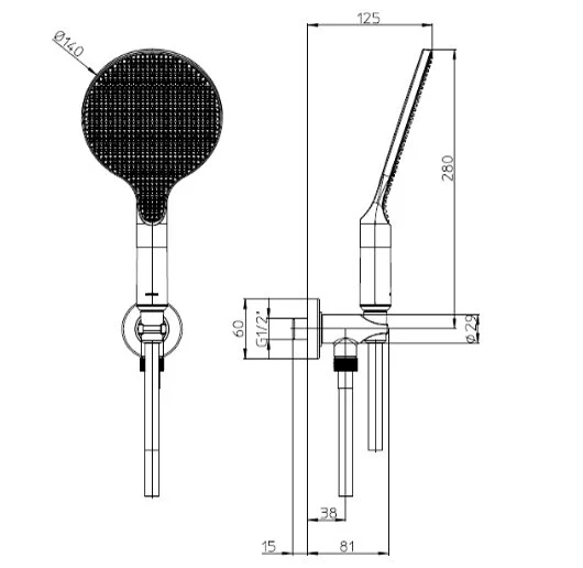 Душевой комплект Bossini Apice хром CE3002C.030 (детальная фотография), душевые комплекты, наборы
