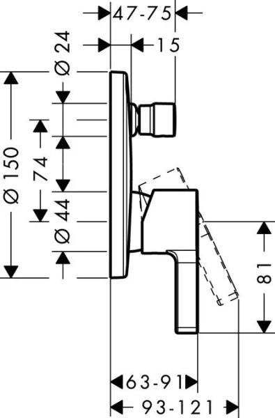 Смеситель для душа Hansgrohe Metris S 31466000 (детальная фотография), для душа