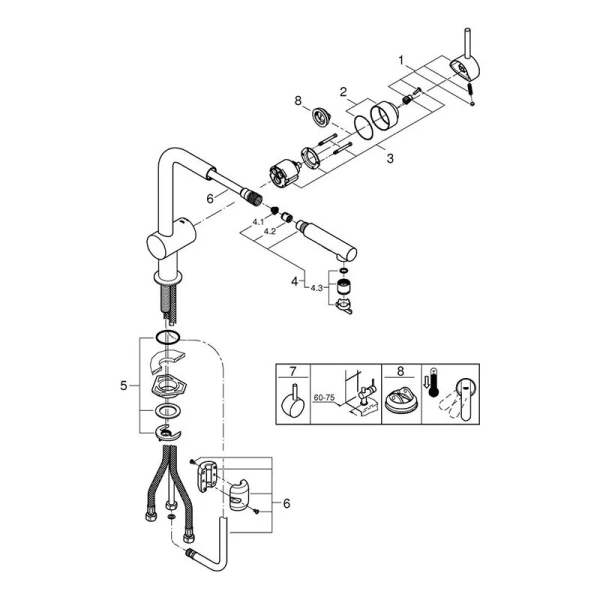 Смеситель для кухни Grohe Minta 30274 (детальная фотография), однорычажные, двухрычажные
