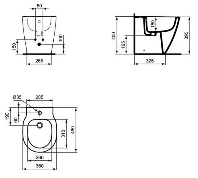 Биде напольное Ideal Standard Connect Space белое E120001 (детальная фотография), современные, hi-tech