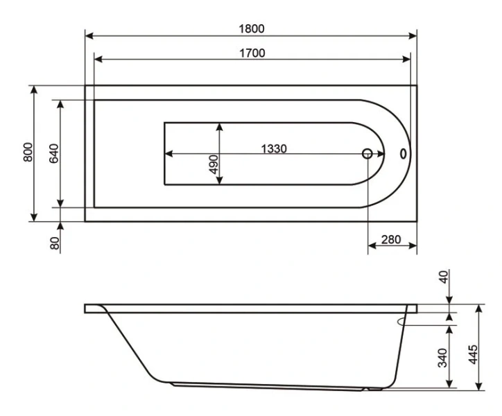 Ванна акриловая Excellent Aurum 180 x 80 см, белая, WAEX.AUR18WH (детальная фотография), современныe, hi-tech