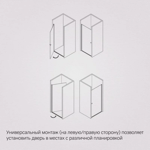 Душевая дверь в нишу Am.Pm Sunny 90 см профиль черный W87G-90-1P-BT (детальная фотография), 90 см