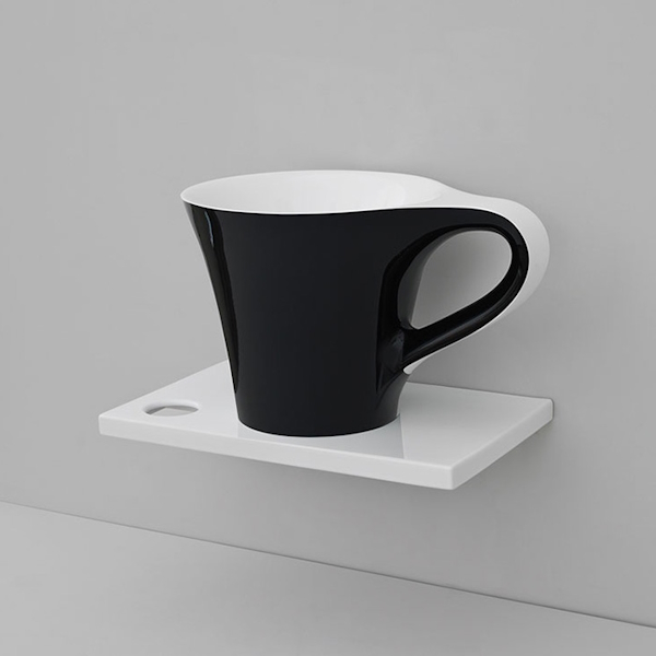 Раковина, цвет чёрно-белый, ArtCeram One Shot OSL005 01 50 (детальная фотография), накладные (на столешницу), пристенные