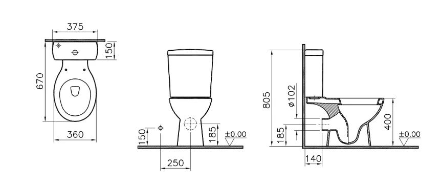 Унитаз-компакт с микролифтом VitrA Norm Nord 9845B099-7201 (детальная фотография), современные, hi-tech, круглые