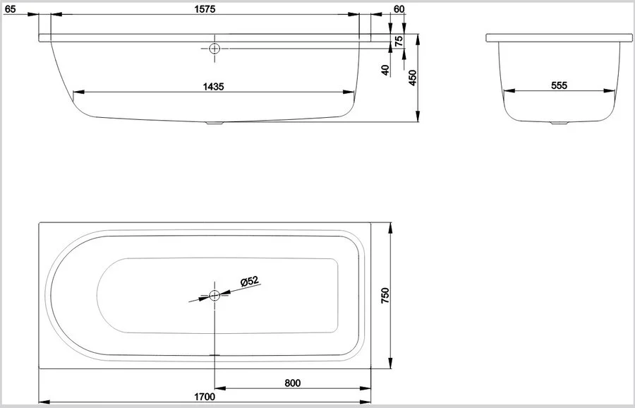 Ванна стальная Bette Ocean 8854-000, 170 х 75 см, белая (детальная фотография), стальные