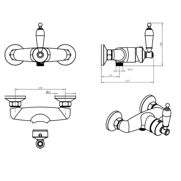 Смеситель для душа Boheme Vogue хром ручка Swarovski 224-SW (детальная фотография), для душа