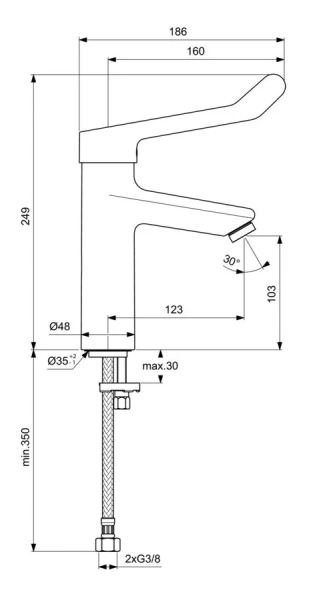 Смеситель для раковины Ideal Standard Ceraplus 2 однорычажный BC106AA (детальная фотография), для раковины