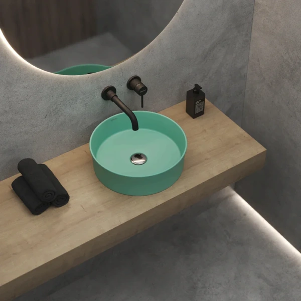 Раковина BERGES Ego 38 см матовый темно-зеленый 181271 (детальная фотография), современные, hi-tech