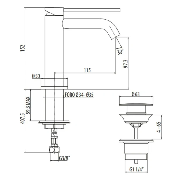 Смеситель для раковины Gattoni Circle Two белый 9142/91BO (детальная фотография), для раковины