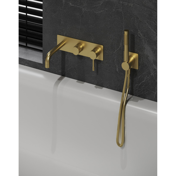 Смеситель для ванны Boheme Uno встроенный matt gold 464-3-MG (детальная фотография), золото