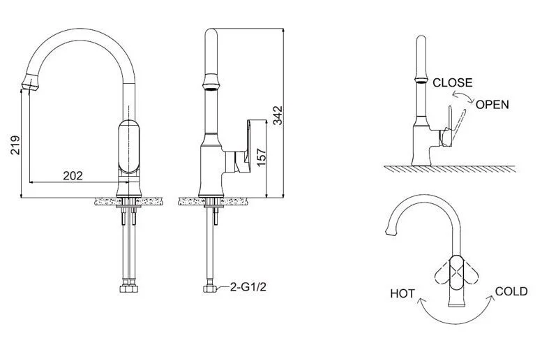 Смеситель для кухни Bravat OPAL F7125183CP-RUS (детальная фотография), для кухни