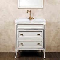 Тумба под раковину, цвет белый с патиной матовый, фурнитура бронза, La Beaute Vivien