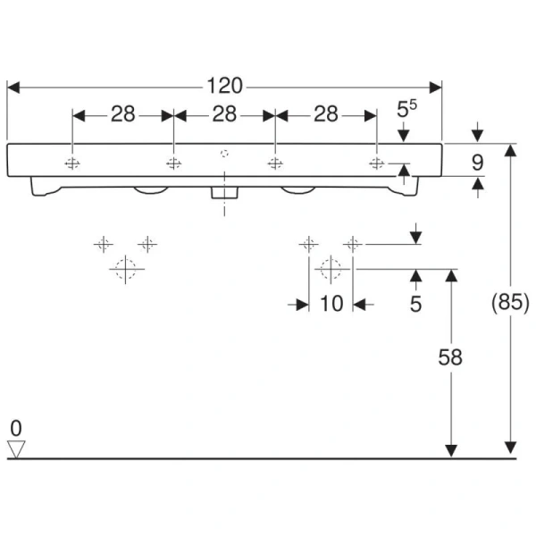 Раковина Geberit iCon 120 см санфаянс 124020000 (детальная фотография), из санфарфора