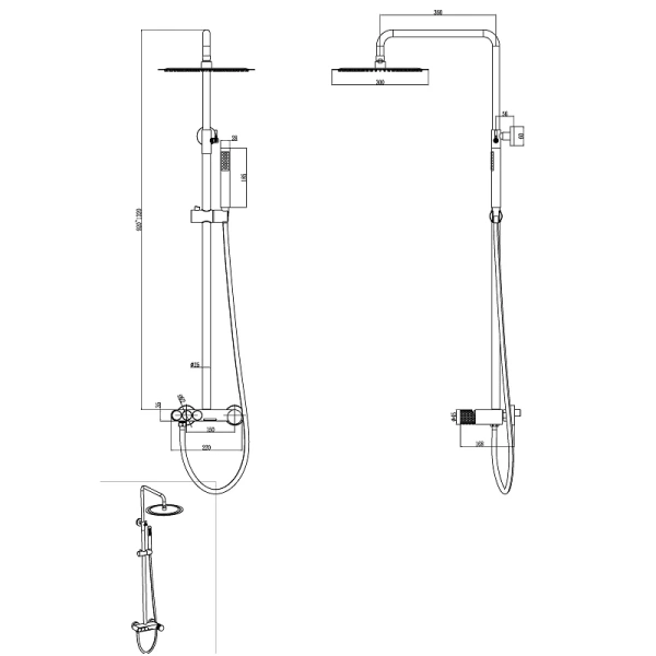 Душевая стойка Boheme Stick графит матовый 128-GM.2 (детальная фотография), современные, hi-tech