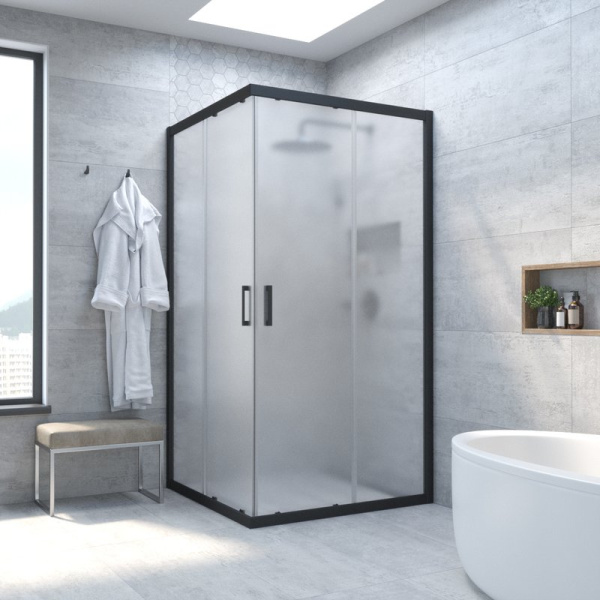 Душевой уголок стекло сатин Vegas-glass ZA 100 10 (детальная фотография), стеклянные, угловые, без поддона