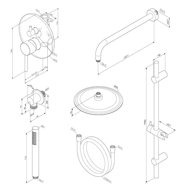 Душевой комплект Damixa Scandinavian Pure хром 936530000 (детальная фотография), душевые комплекты, наборы