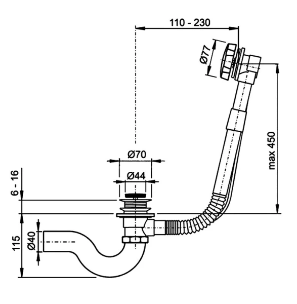 Слив-перелив Timo черный 8003/03 (детальная фотография), полуавтомат