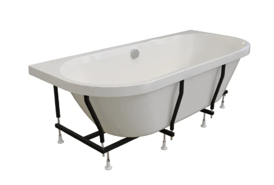 Акриловая ванна Радомир Вальс Макси 1-01-2-0-1-186К, 180 x 80 см, рама-подставка, фронтальная панель бесшовная, сифон, слив-перелив автомат в комплекте, белая (детальная фотография), прямоугольные