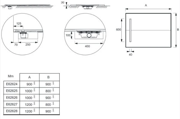 Душевой поддон из неокварца Jacob Delafon Surface 100х90 см прямоугольный E62626-SS2 (детальная фотография), низкие до 15 см