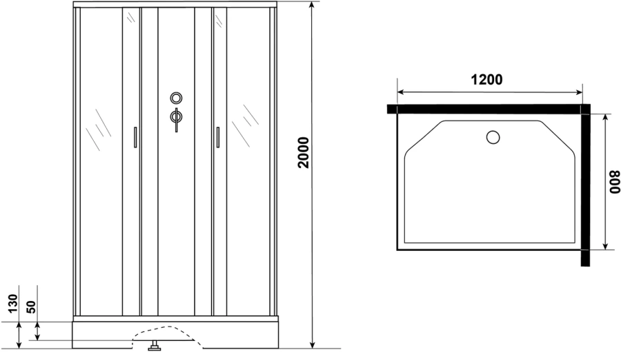 Душевая кабина Niagara Classic 120x80 см с гидромассажем 432853QBKG (детальная фотография), c низким поддоном index_1