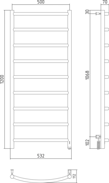 Полотенцесушитель электрический Сунержа Галант 4.0 50х120 см правый, черный матовый 31-0831-1250 (детальная фотография), настенные