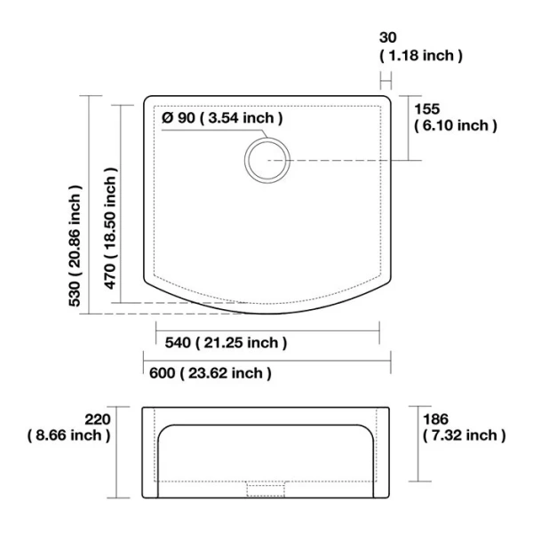 Мойка для кухни Kerasan Hannah 60 см белая 544001 (детальная фотография), накладные