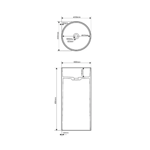 Раковина напольная Abber Stein 40 см белая матовая AS2516 (детальная фотография), современные, hi-tech