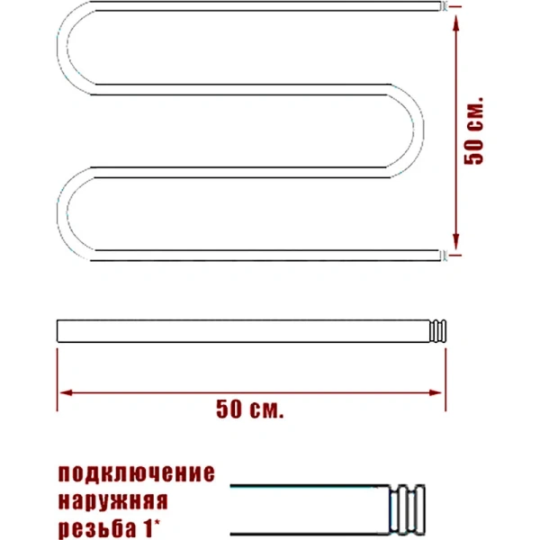 Полотенцесушитель водяной Ника Simple 50x50 см хром М 50/50 (детальная фотография), современные, hi-tech