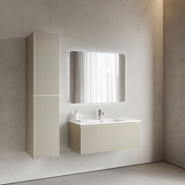 Тумба под раковину подвесная Sancos Snob R 1.0 100 см beige soft SNR1.0100CE (детальная фотография), бежевая