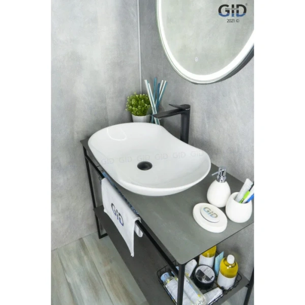 Раковина GID Lago N9175 67 см белая 51128 (детальная фотография), в форме чаши, круглой формы