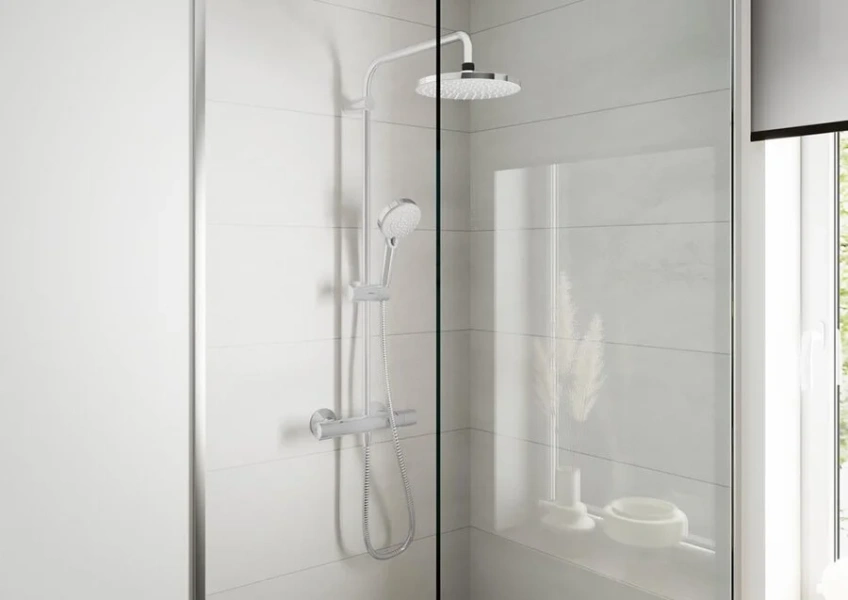 Душевая стойка Hansgrohe Vernis Shape с термостатом, хром 26318000 (детальная фотография), хром