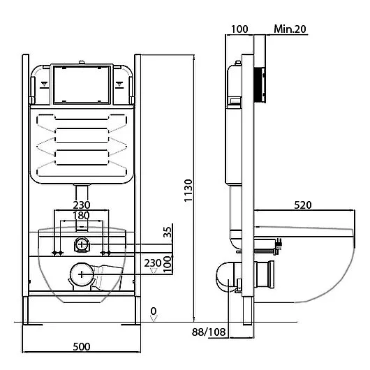 Комплект унитаз с инсталляцией Jacob Delafon Struktura кнопка чёрная E21750RU-00 (детальная фотография) index_2